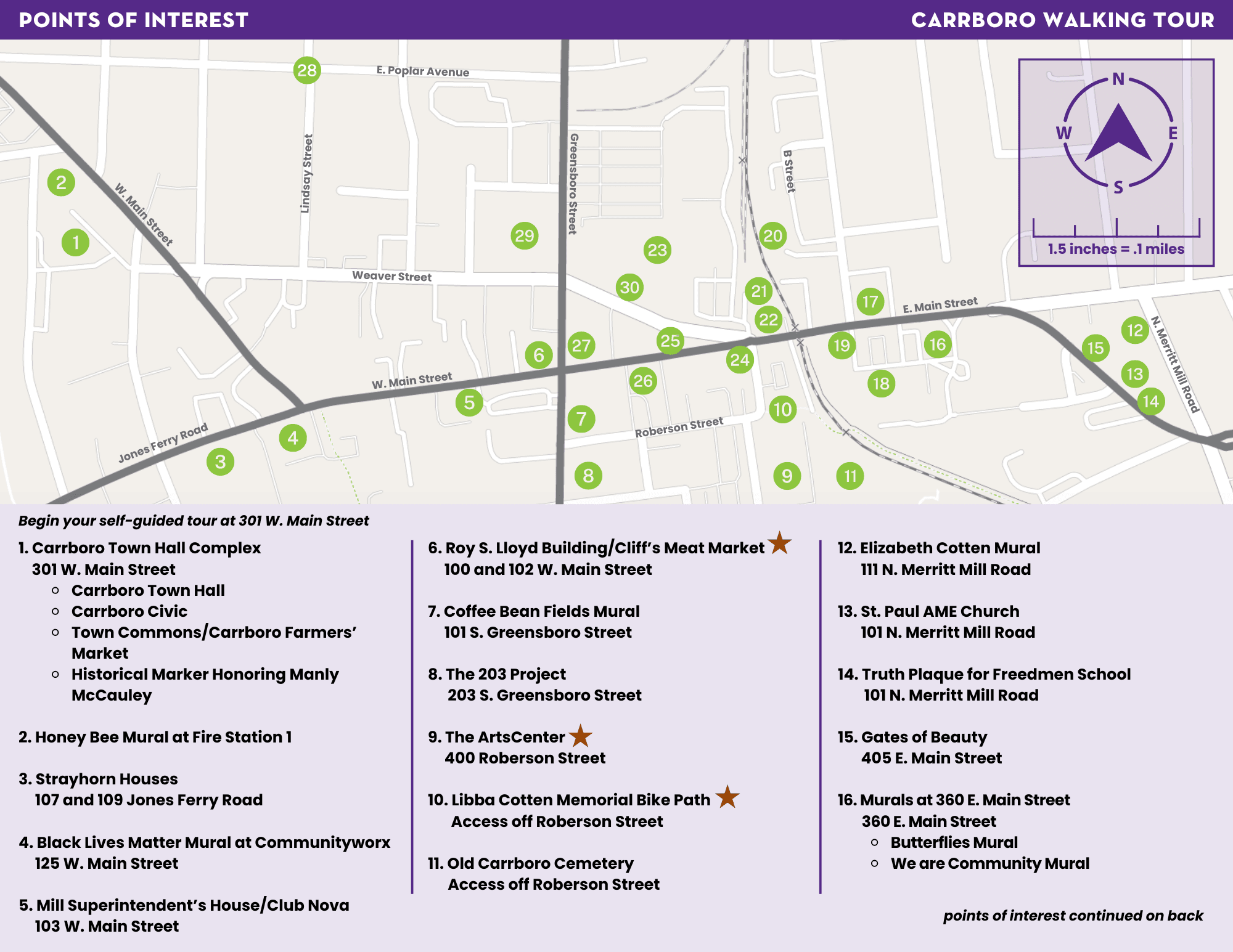 Carrboro Day Walking Tour Brochure Back